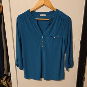 Teal Button-Up Women's Top